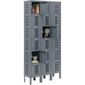 Global Industrial Heavy Duty Ventilated Steel Locker, Six Tier, 3-Wide, 12x18x12, Unassembled, Gray 493157GY